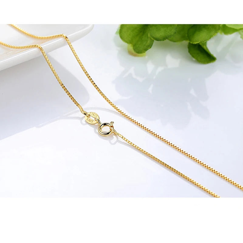 14K Gold Plated Necklace for Women – Elegant Snake, Box & Cross Chains | Minimalist Layering Jewelry, 18-inch 45 cm Chain