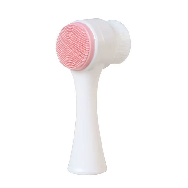 Double-Sided Silicone Facial Cleansing Brush – Exfoliating, Deep Pore Cleaning & Massage Tool (Pink / Blue)