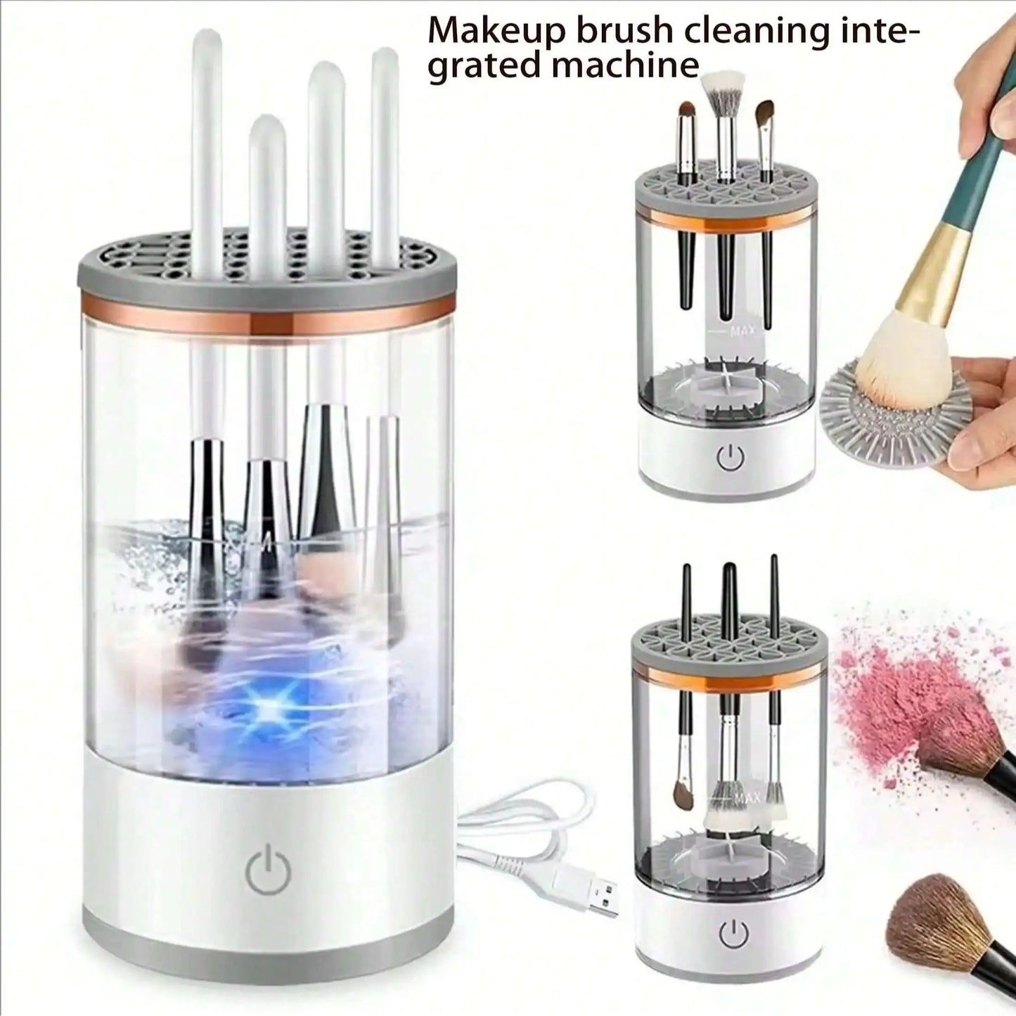 Automatic Makeup Brush Cleaner & Dryer Stand – Deep Clean & Quick Dry, USB Powered, Keep Your Brushes Fresh & Hygienic