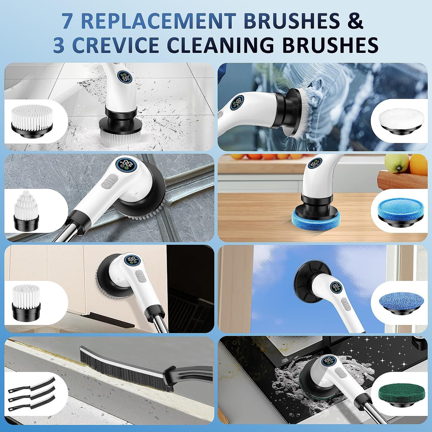 Cordless Spin Scrubber – Waterproof, Electric, 7 Heads for Deep Cleaning