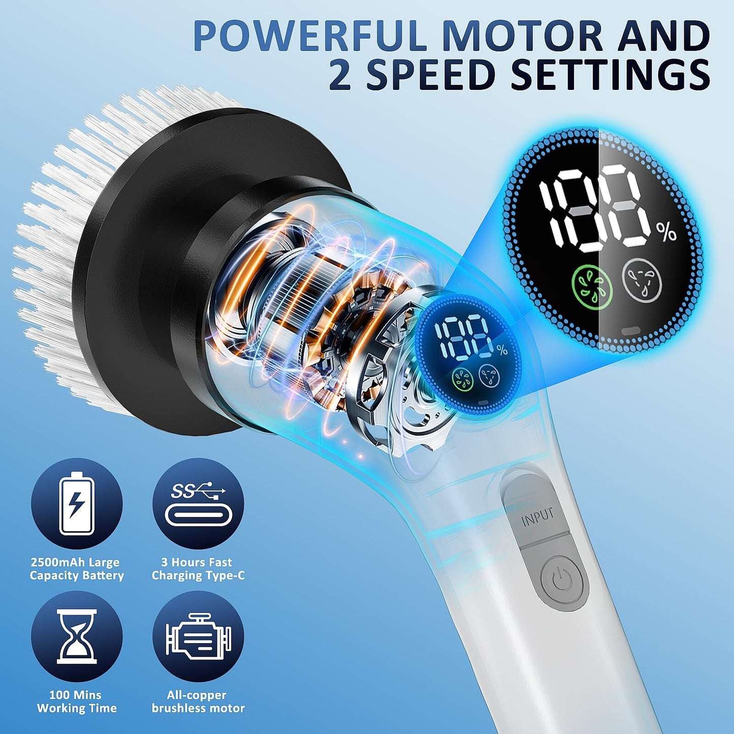 Cordless Spin Scrubber – Waterproof, Electric, 7 Heads for Deep Cleaning