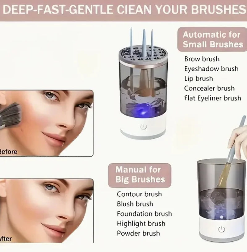 Automatic Makeup Brush Cleaner & Dryer Stand – Deep Clean & Quick Dry, USB Powered, Keep Your Brushes Fresh & Hygienic