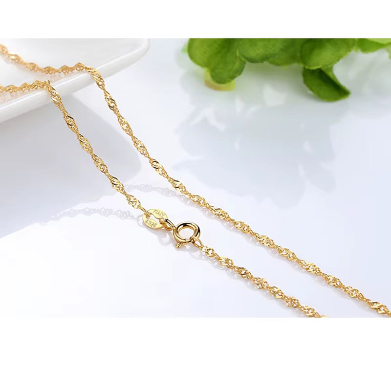 14K Gold Plated Necklace for Women – Elegant Snake, Box & Cross Chains | Minimalist Layering Jewelry, 18-inch 45 cm Chain