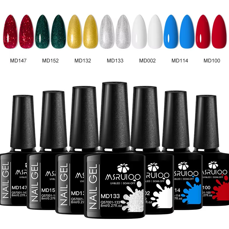 GlamNail™ 7-Piece Gel Polish Kit – Long-Lasting, UV Cured, High-Gloss Nail Art Set for Professional & Home Use