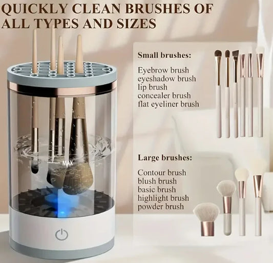 Automatic Makeup Brush Cleaner & Dryer Stand – Deep Clean & Quick Dry, USB Powered, Keep Your Brushes Fresh & Hygienic