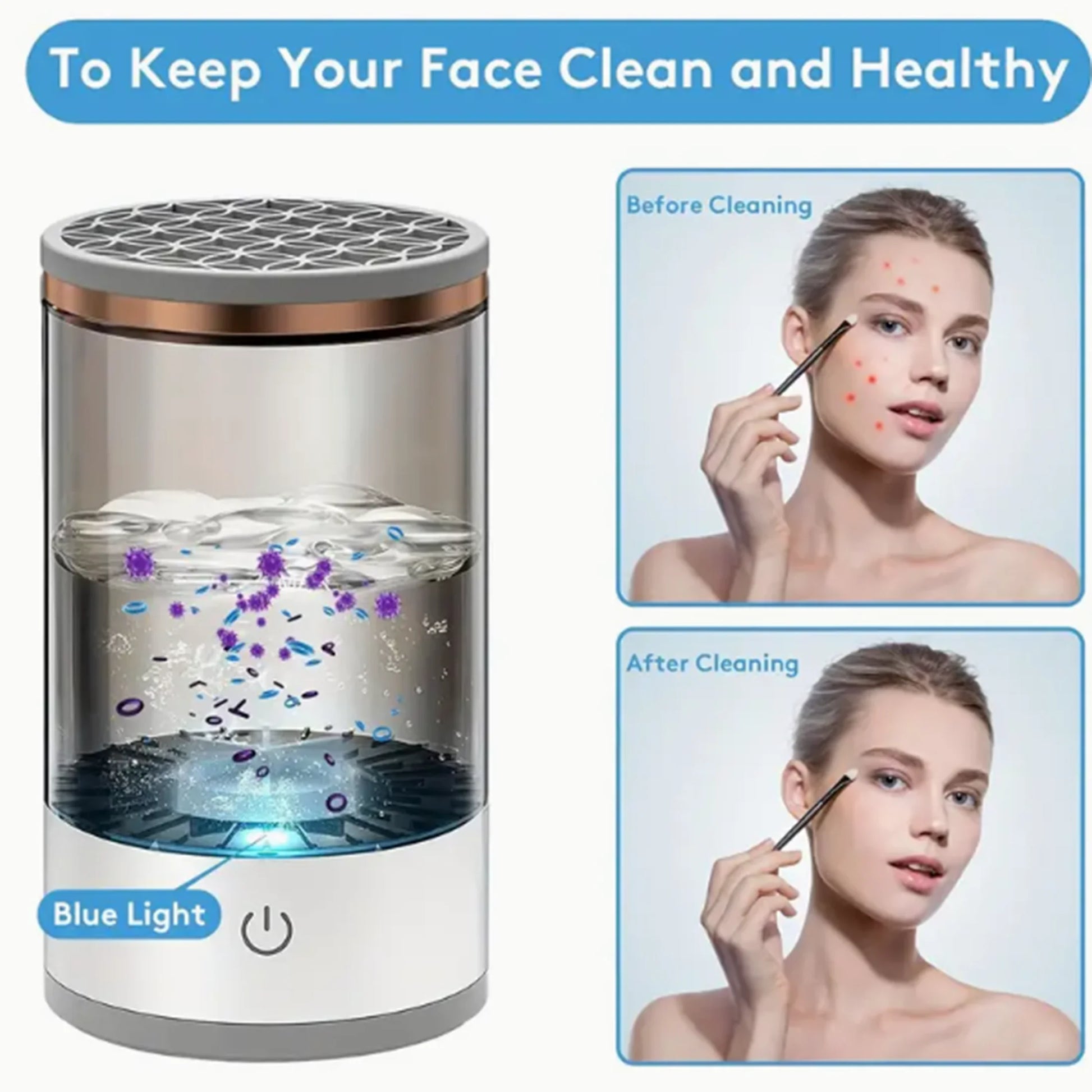Automatic Makeup Brush Cleaner & Dryer Stand – Deep Clean & Quick Dry, USB Powered, Keep Your Brushes Fresh & Hygienic