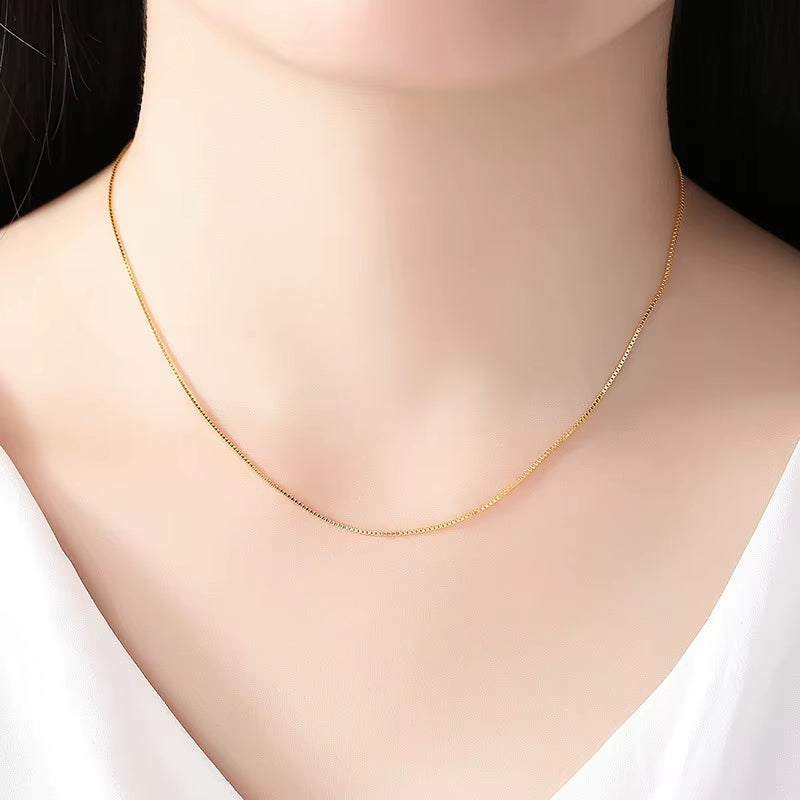14K Gold Plated Necklace for Women – Elegant Snake, Box & Cross Chains | Minimalist Layering Jewelry, 18-inch 45 cm Chain