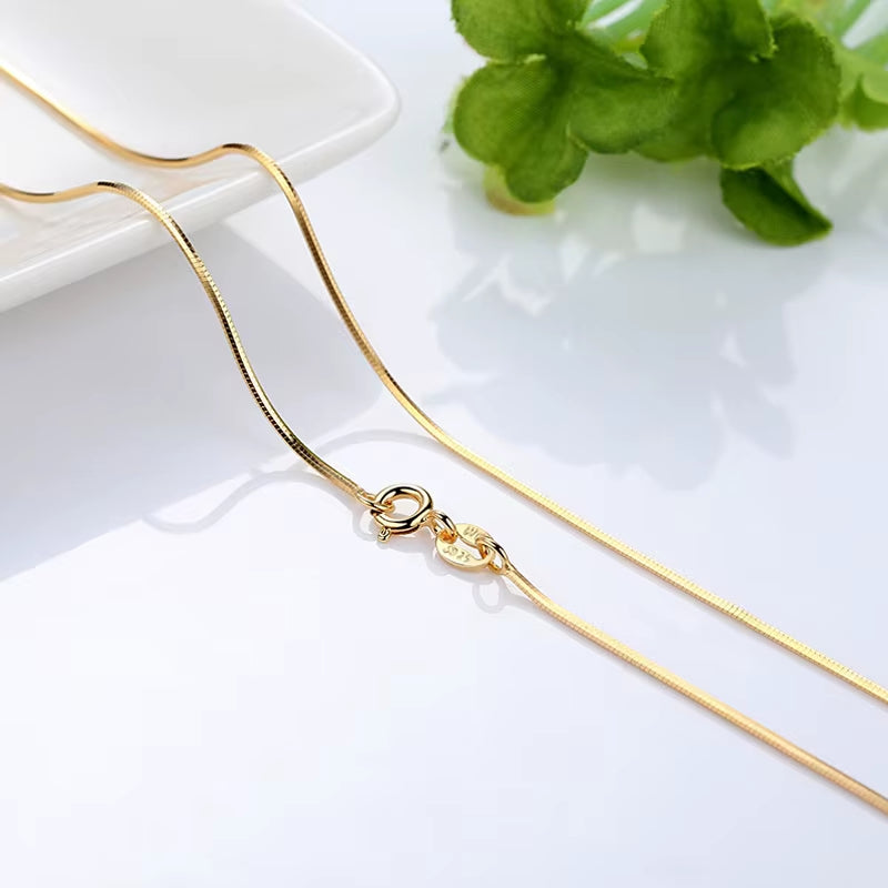 14K Gold Plated Necklace for Women – Elegant Snake, Box & Cross Chains | Minimalist Layering Jewelry, 18-inch 45 cm Chain