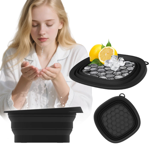 Collapsible Silicone Face Ice Bath Tray – Cold Therapy for Facial Puffiness, Portable Beauty Bowl