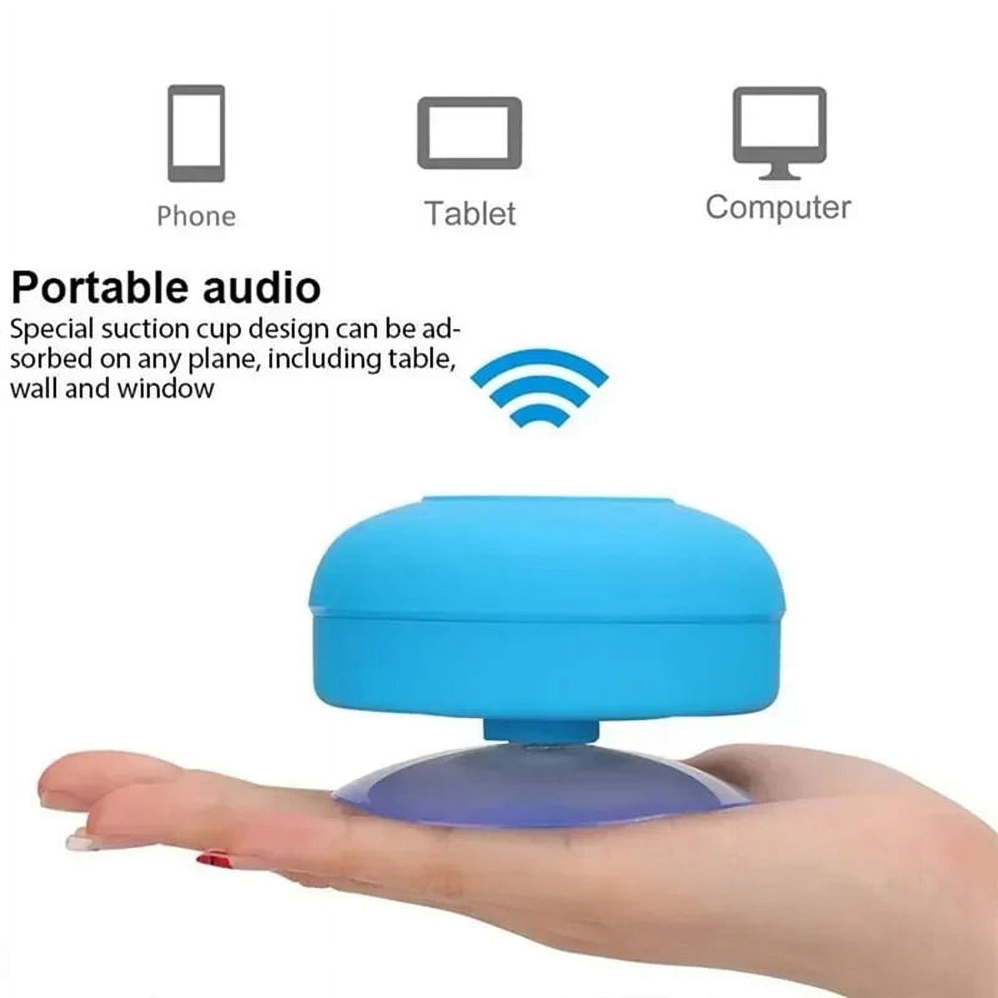 Portable Waterproof Bluetooth Shower Speaker – Suction Cup, Wireless, Built-in Mic