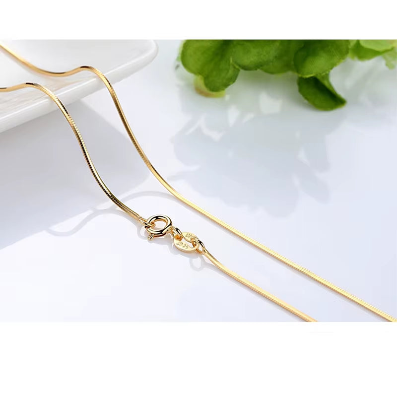 14K Gold Plated Necklace for Women – Elegant Snake, Box & Cross Chains | Minimalist Layering Jewelry, 18-inch 45 cm Chain