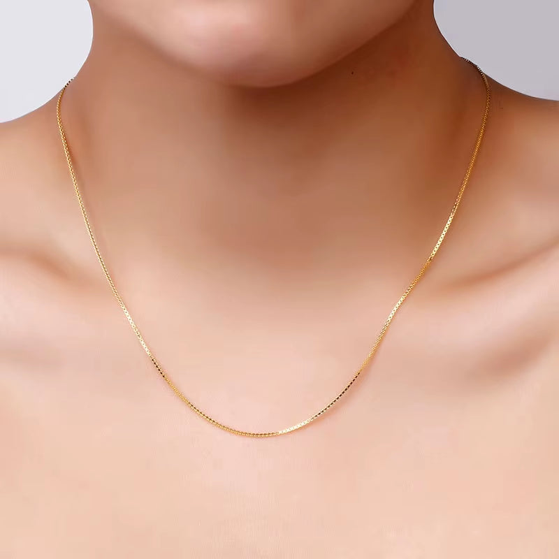 14K Gold Plated Necklace for Women – Elegant Snake, Box & Cross Chains | Minimalist Layering Jewelry, 18-inch 45 cm Chain