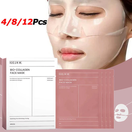 Bio Collagen Hydrating Face Mask Set – Anti-Aging, Deep Moisturizing, and Pore-Tightening Treatment (4 / 8 / 12 pcs)