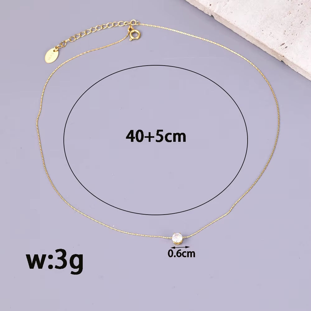 Luxe Six-Claw Diamond Pendant Necklace – 18K Gold Plated Bamboo Chain