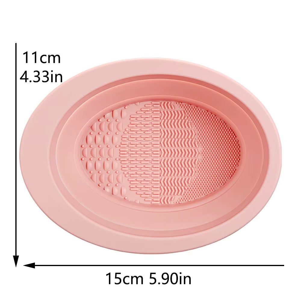 Silicone Makeup Brush Cleaner Bowl – Foldable, Portable Brush Cleaning Mat for Effortless Deep Clean