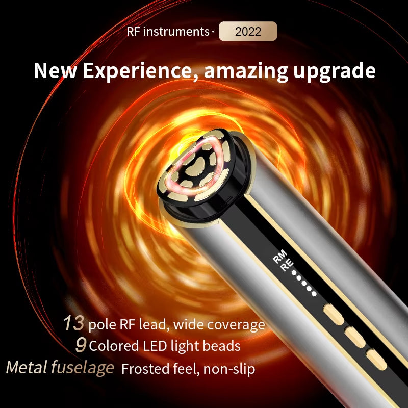 LumiGlow™ 9-LED RF Photon Lifting Wand — Advanced EMS Vibration Facial Tightening & Skin Rejuvenation Tool